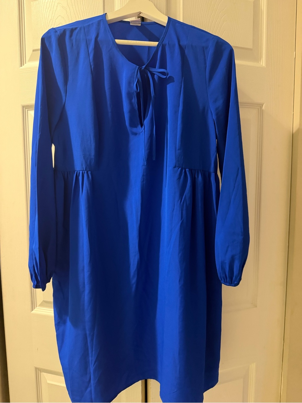 Royal Blue Long Sleeve Tie-Neck Dress